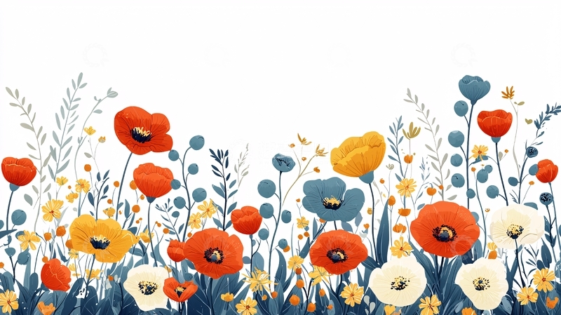 高清大图下载【趣麦麦图】手绘花卉边框