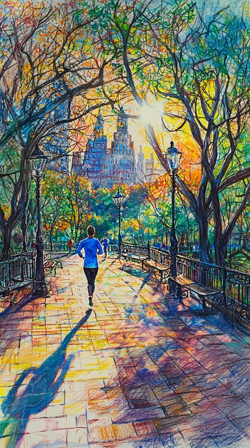 纽约中央公园晨跑