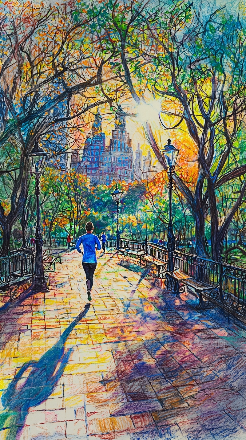 高清大图下载【趣麦麦图】纽约中央公园晨跑