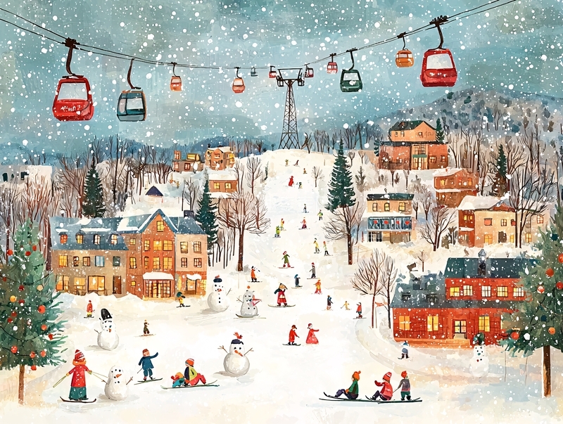 高清大图下载【趣麦麦图】雪山小镇冬季风光