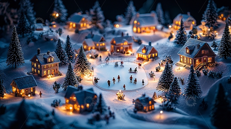 高清大图下载【趣麦麦图】微缩景观圣诞小镇