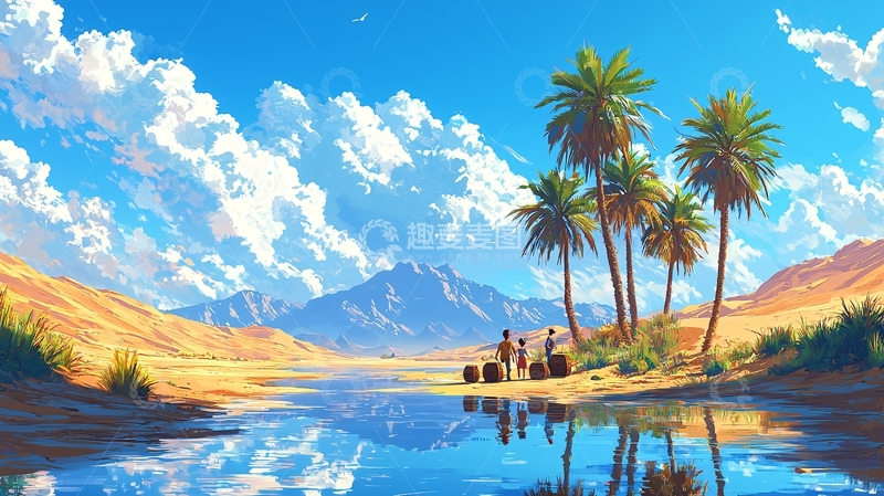 高清大图下载【趣麦麦图】沙漠绿洲