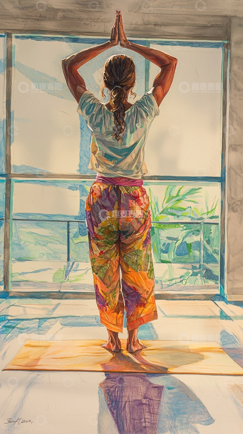 高清大图下载【趣麦麦图】瑜伽女性背影