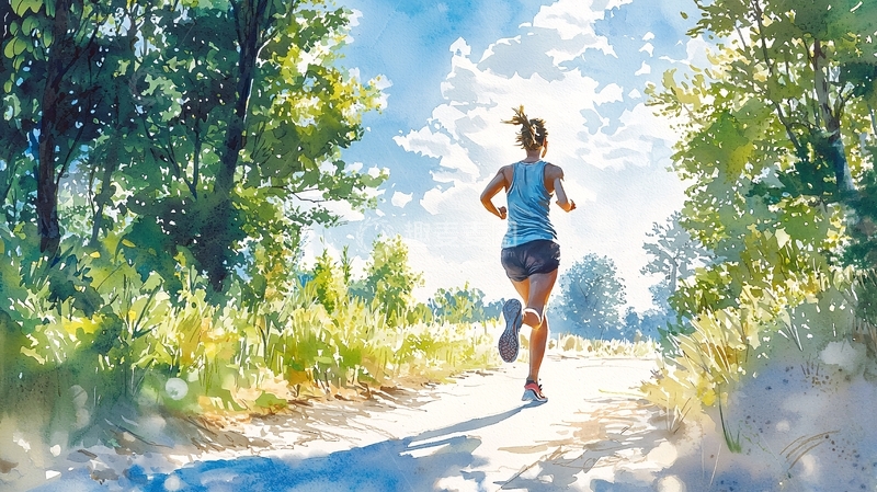 高清大图下载【趣麦麦图】阳光森林跑步女孩