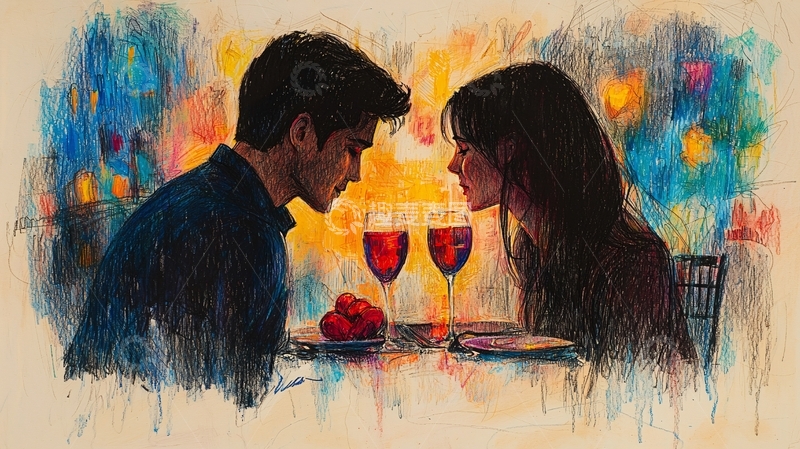 高清大图下载【趣麦麦图】情侣浪漫晚餐