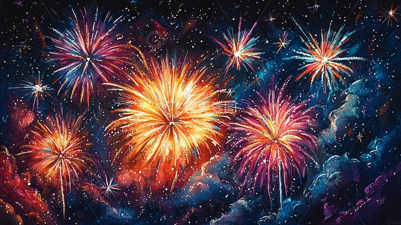 高清大图下载【趣麦麦图】星空烟火