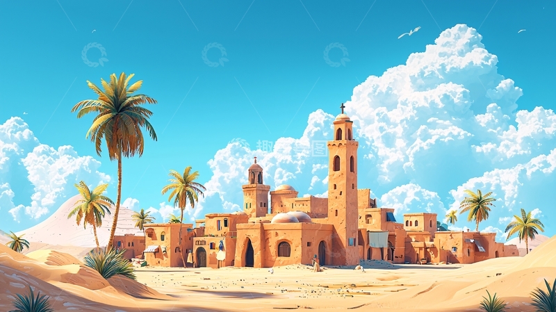 高清大图下载【趣麦麦图】沙漠小镇