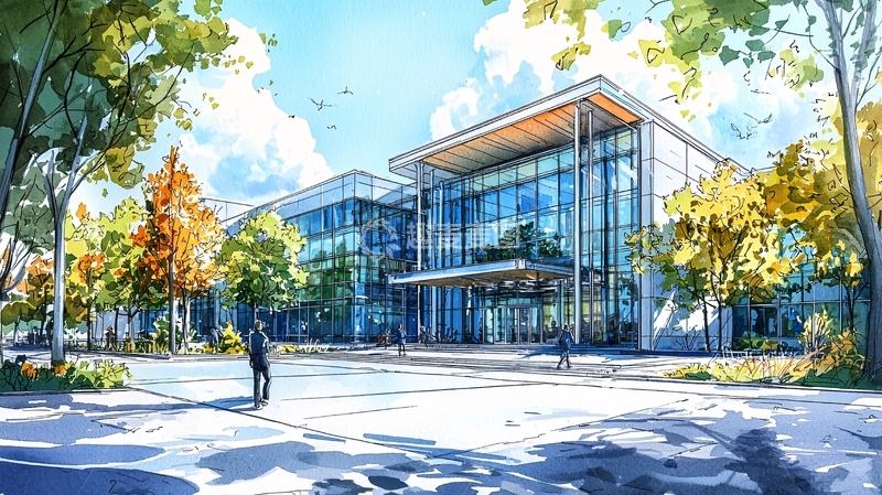 高清大图下载【趣麦麦图】秋日阳光下的现代化建筑