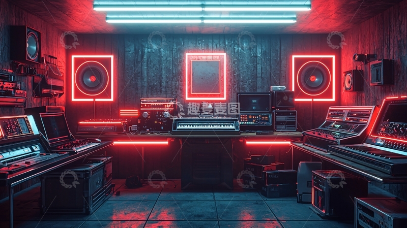 高清大图下载【趣麦麦图】复古录音棚