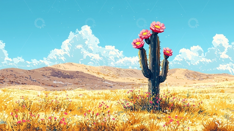 高清大图下载【趣麦麦图】仙人掌盛开