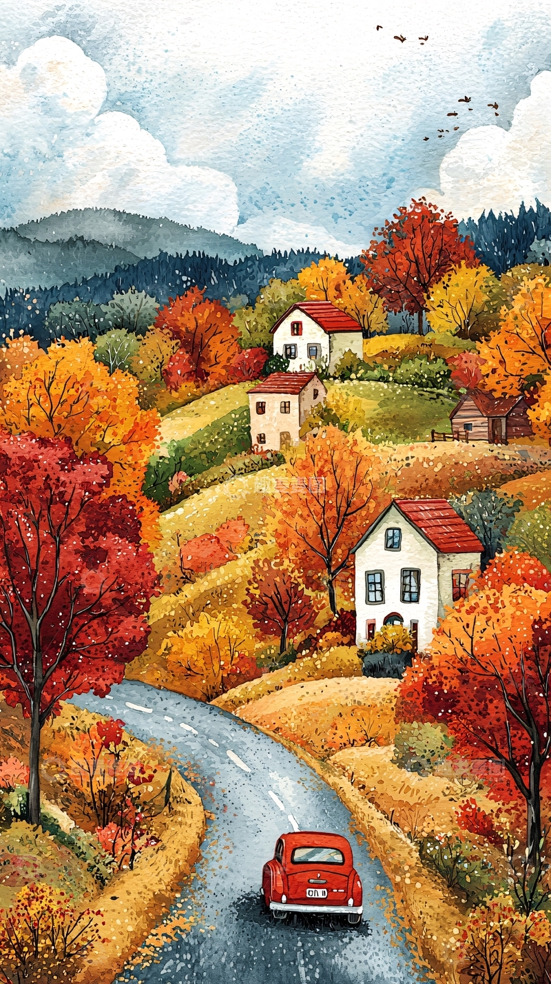 高清大图下载【趣麦麦图】秋日乡间公路风景