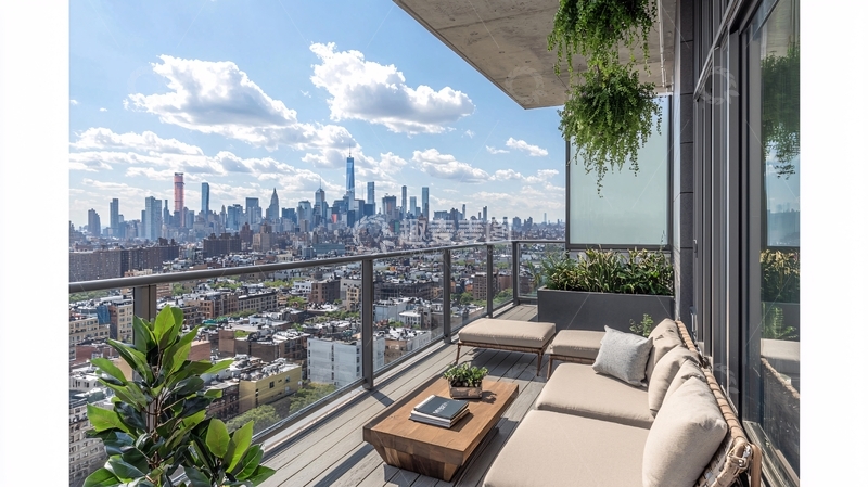 高清大图下载【趣麦麦图】曼哈顿高层公寓阳台景观