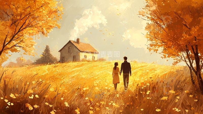 高清大图下载【趣麦麦图】秋日田园情侣