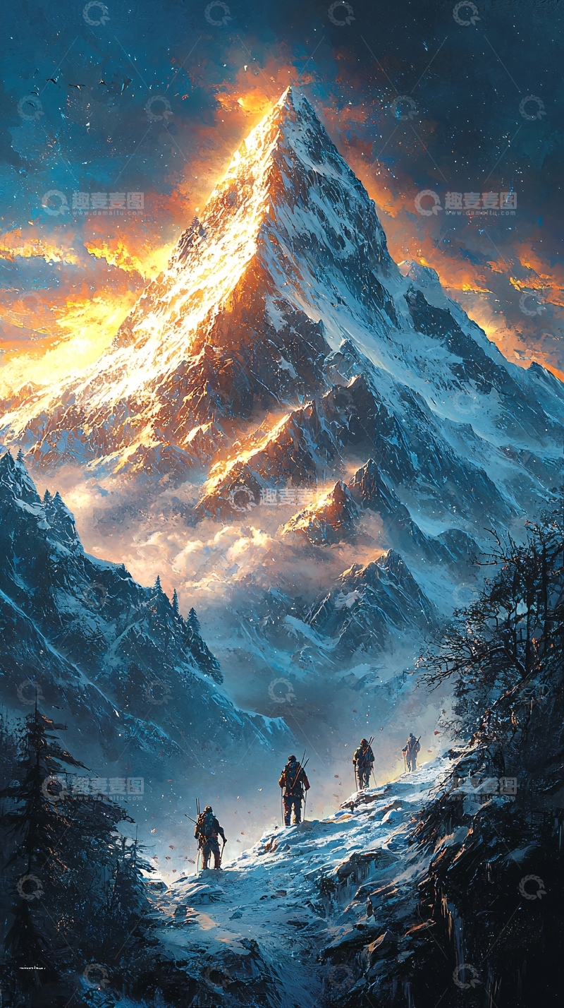 高清大图下载【趣麦麦图】雪山日出86