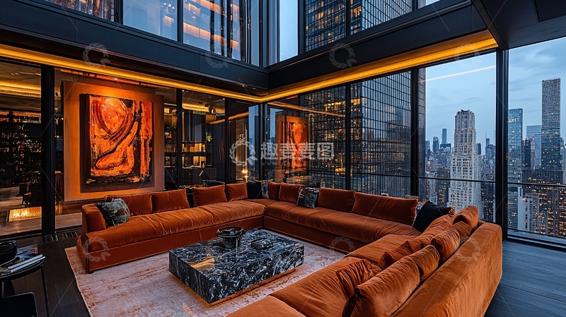 高清大图下载【趣麦麦图】现代都市公寓客厅