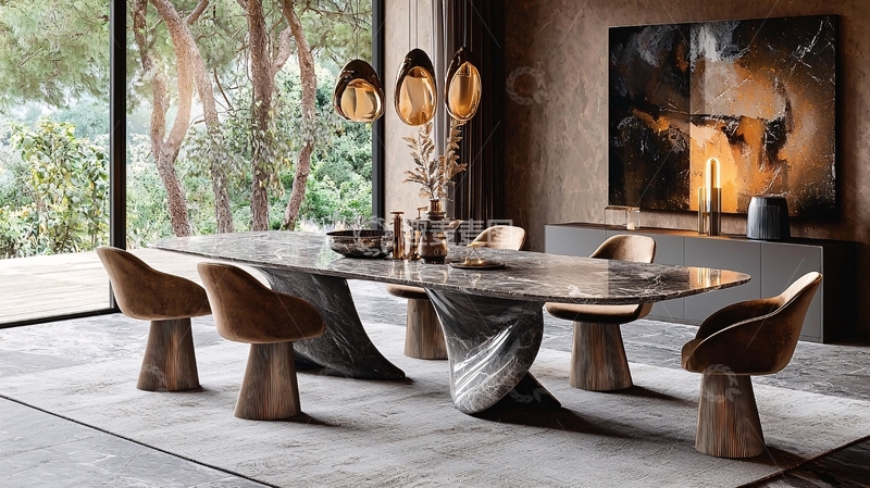 高清大图下载【趣麦麦图】现代奢华大理石餐桌
