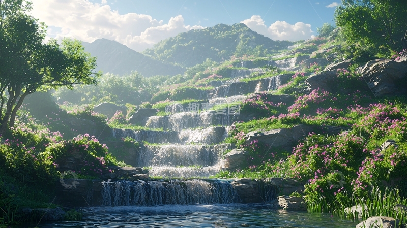 高清大图下载【趣麦麦图】山间瀑布