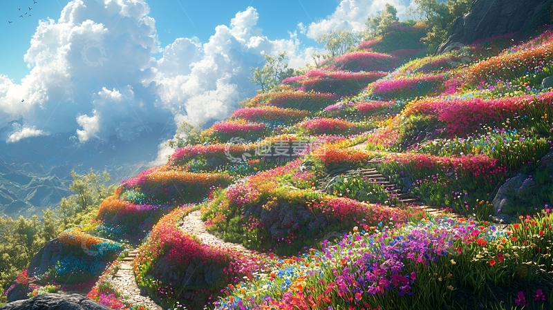 高清大图下载【趣麦麦图】彩色梯田