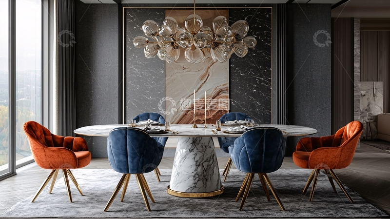 高清大图下载【趣麦麦图】现代轻奢餐厅设计