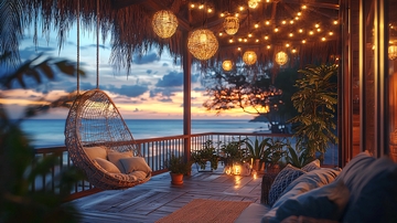 海边吊椅黄昏美景