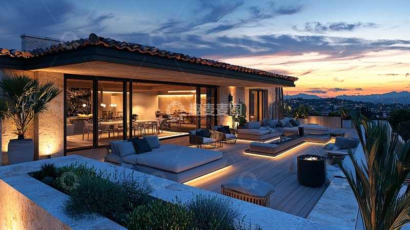 高清大图下载【趣麦麦图】现代简约风格顶层公寓夜景