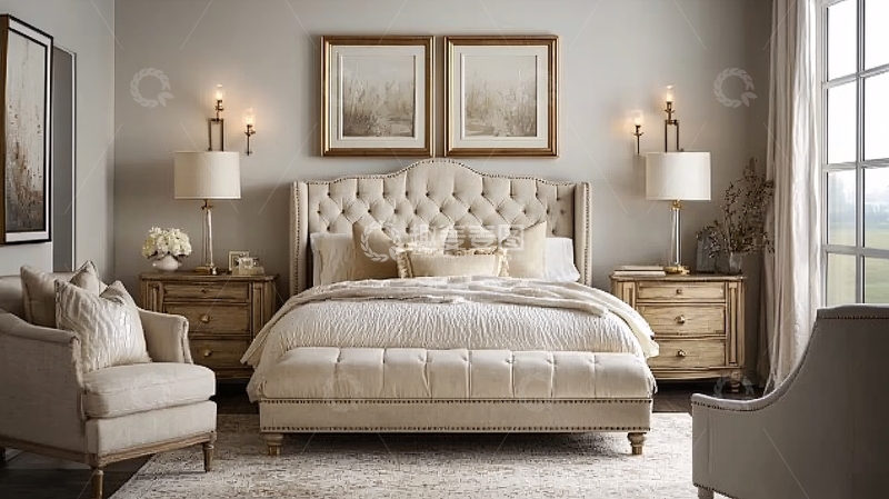 高清大图下载【趣麦麦图】优雅法式卧室床