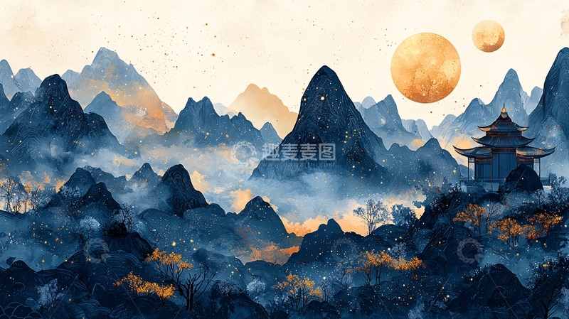 高清大图下载【趣麦麦图】水墨山水画919