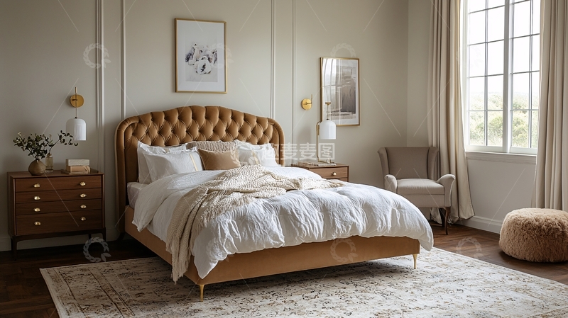 高清大图下载【趣麦麦图】法式轻奢卧室主卧床