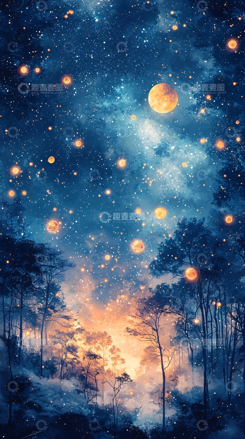 高清大图下载【趣麦麦图】梦幻星空森林