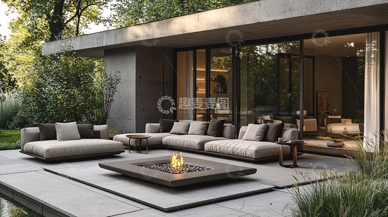 高清大图下载【趣麦麦图】-现代简约户外休闲庭院