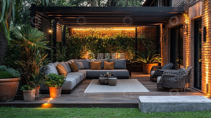 高清大图下载【趣麦麦图】户外休闲区夜景