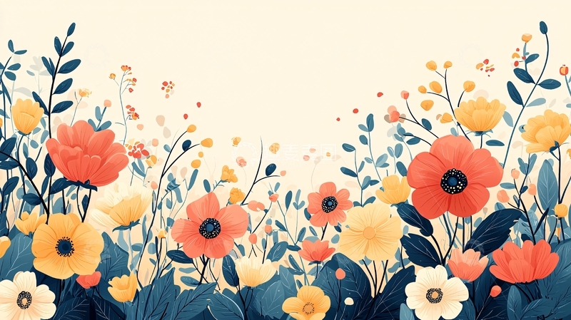 高清大图下载【趣麦麦图】手绘花卉背景图
