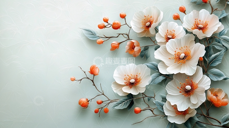 高清大图下载【趣麦麦图】轻柔淡雅花卉背景图