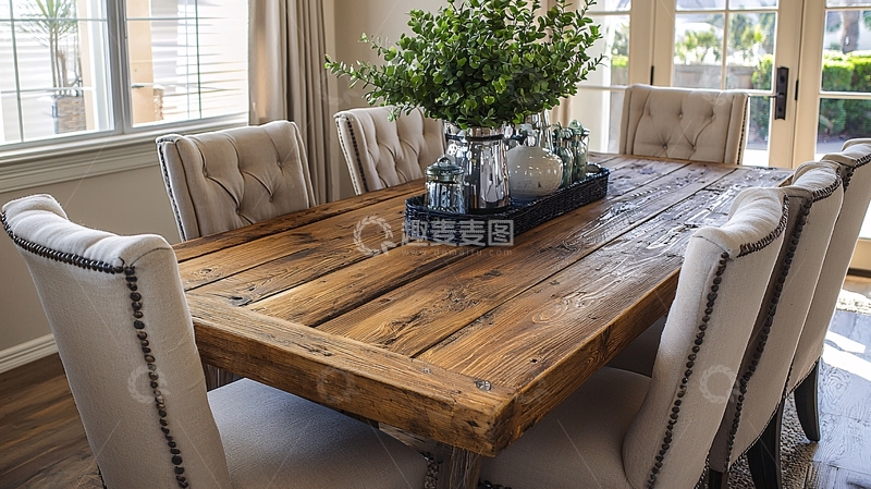 高清大图下载【趣麦麦图】原木餐桌5
