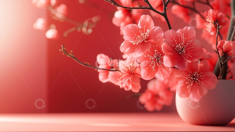 高清大图下载【趣麦麦图】粉红桃花插花