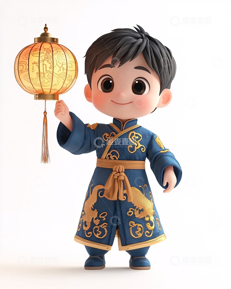 高清大图下载【趣麦麦图】卡通中国男孩