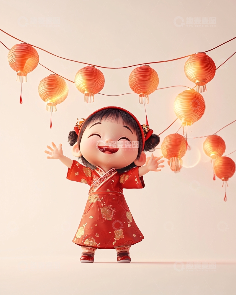 高清大图下载【趣麦麦图】中国风卡通女孩