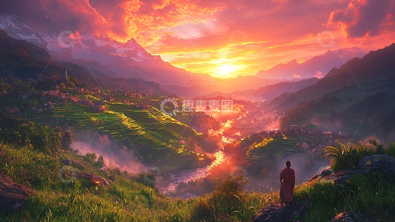 高清大图下载【趣麦麦图】日落山谷