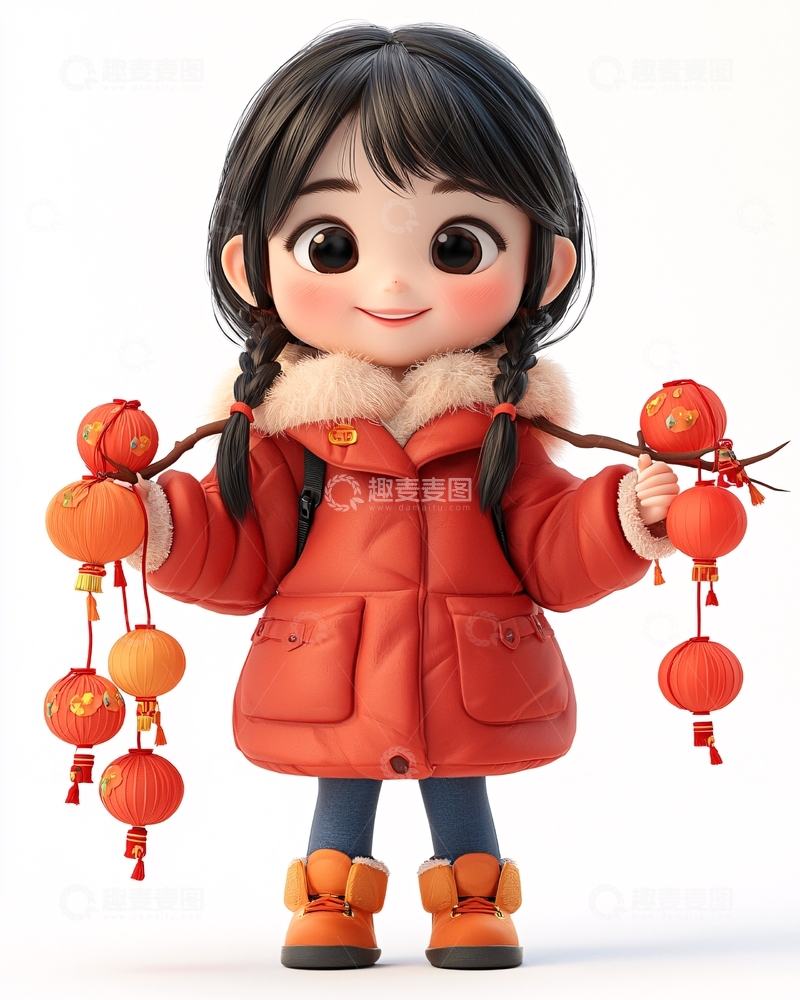 高清大图下载【趣麦麦图】可爱卡通女孩