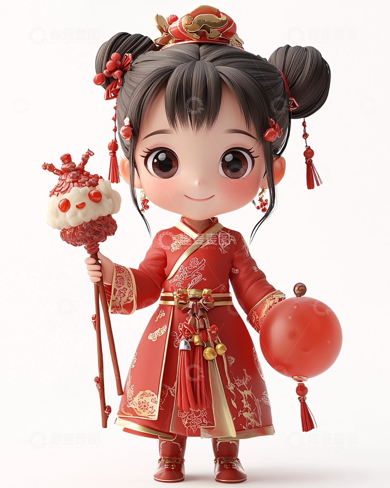 高清大图下载【趣麦麦图】可爱中国风小女孩