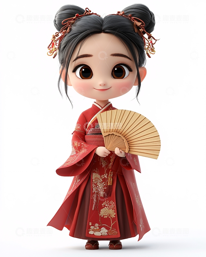 高清大图下载【趣麦麦图】卡通中国女孩