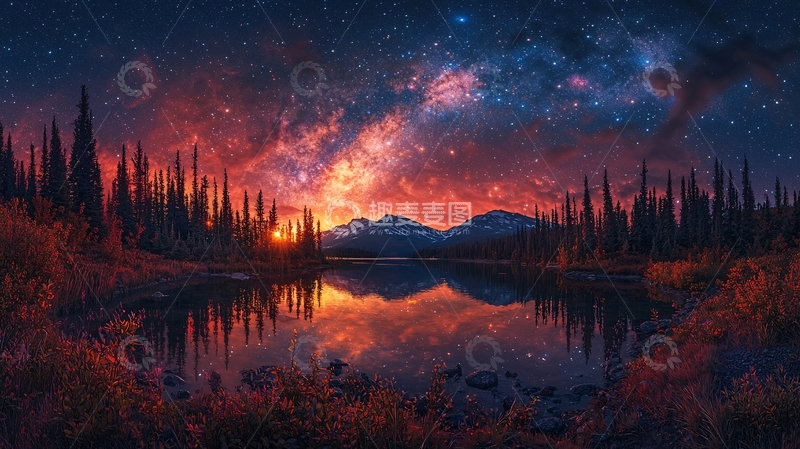 高清大图下载【趣麦麦图】星空倒影