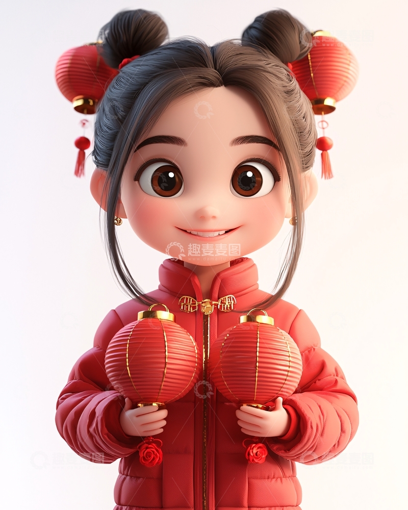 高清大图下载【趣麦麦图】可爱中国风女孩