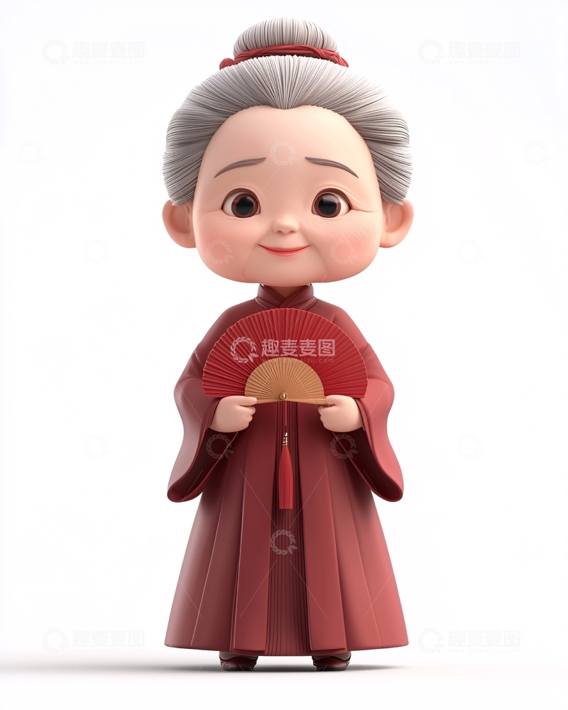 高清大图下载【趣麦麦图】卡通中国风老奶奶