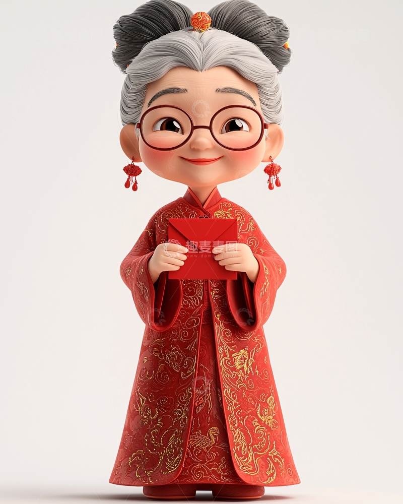 高清大图下载【趣麦麦图】卡通中国风奶奶