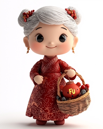 卡通中国风老奶奶