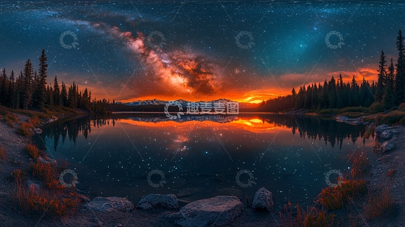 高清大图下载【趣麦麦图】星空倒影湖泊