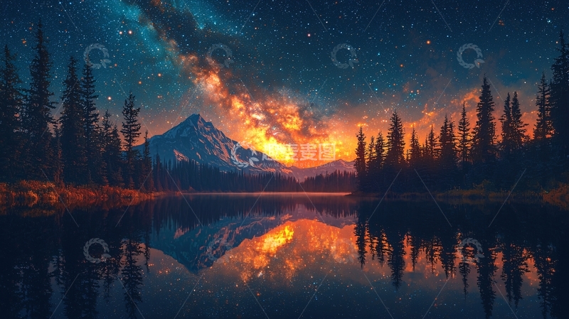 高清大图下载【趣麦麦图】星空倒影