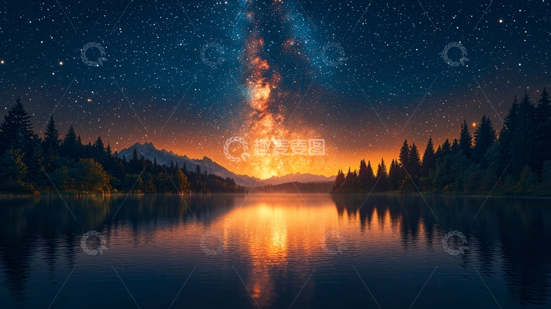 高清大图下载【趣麦麦图】星空倒影