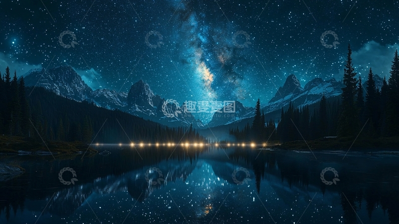 高清大图下载【趣麦麦图】星空下的雪山湖泊42